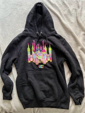 Meow Wolf Neon Graphic Black Hoodie small
